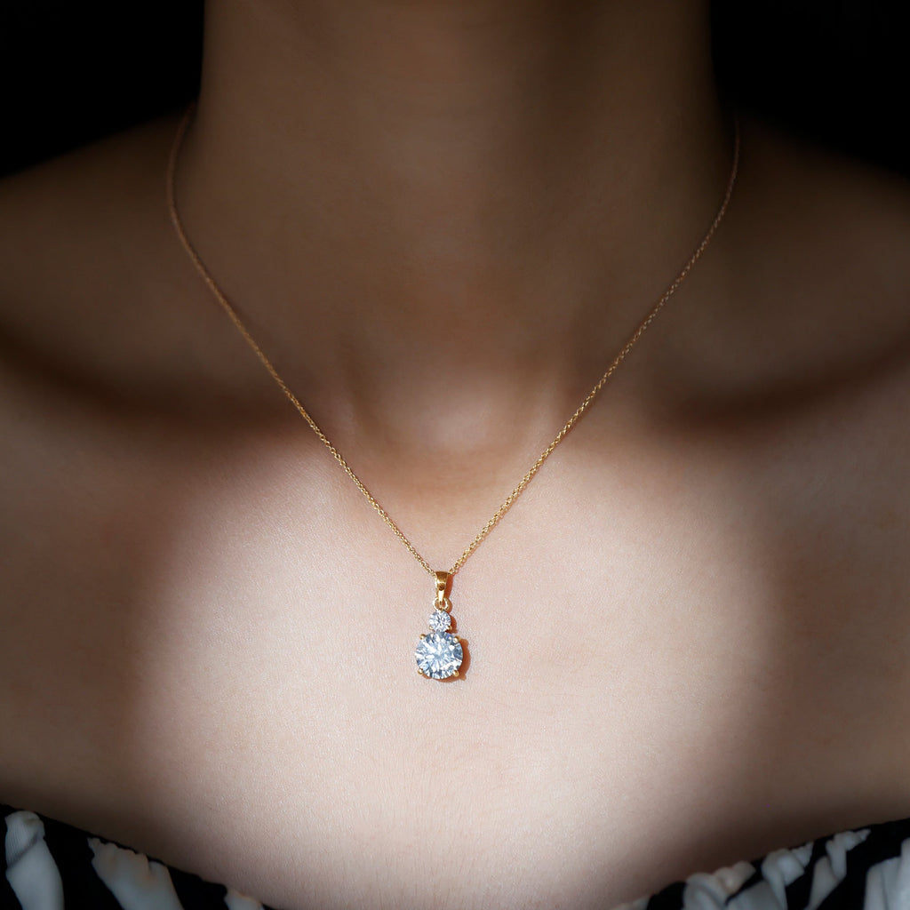 Certified Lab Grown Diamond 2 Stone Necklace For Women