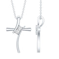 0.14 CT Lab Grown Diamond Cross Necklace (Hidden Bail)