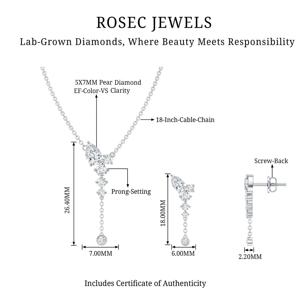 Certified Lab Grown Diamond Designer Necklace and Earrings Set