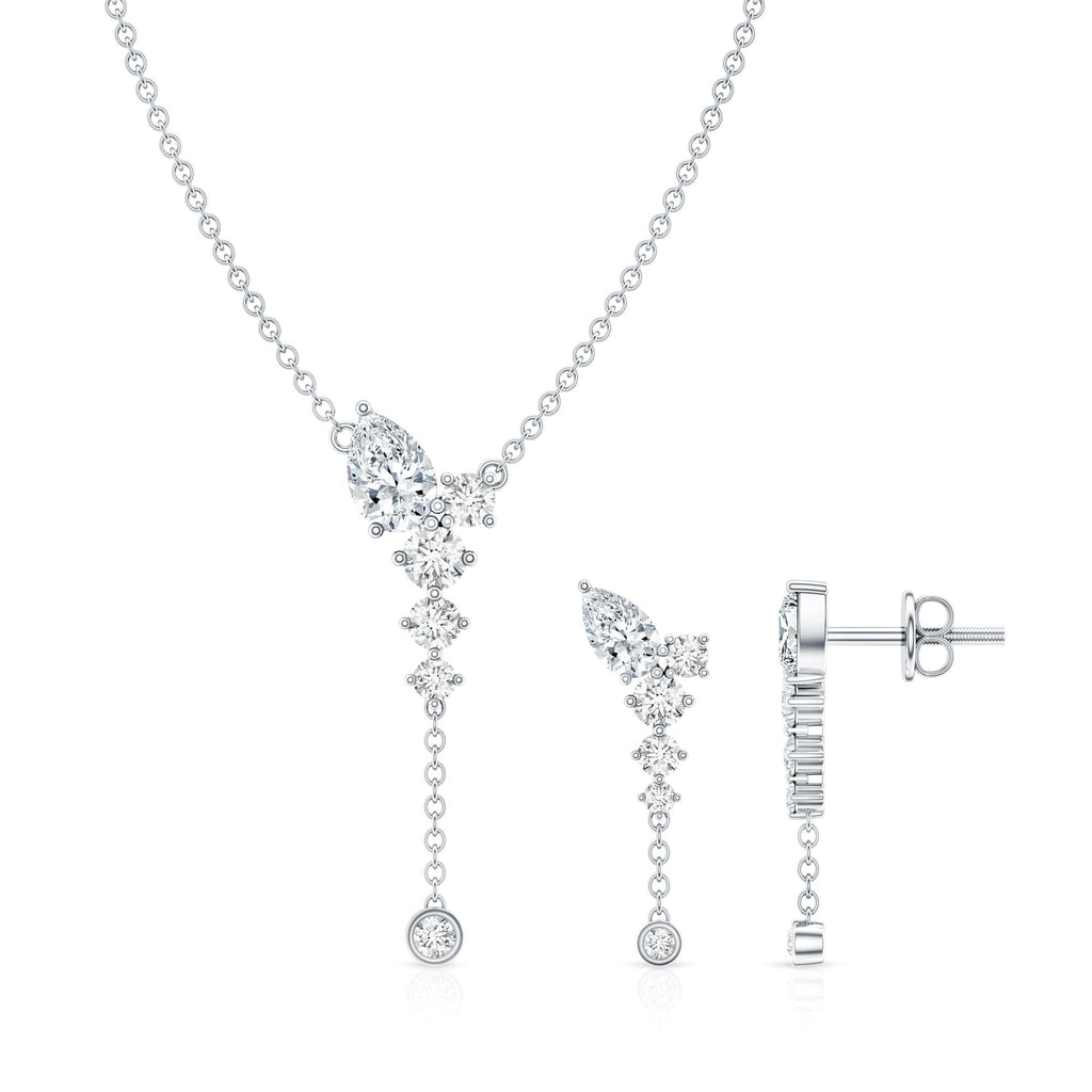 Certified Lab Grown Diamond Designer Necklace and Earrings Set