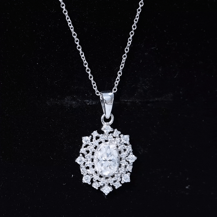 5X7MM Oval Lab Diamond Double Halo Bridal Pendant