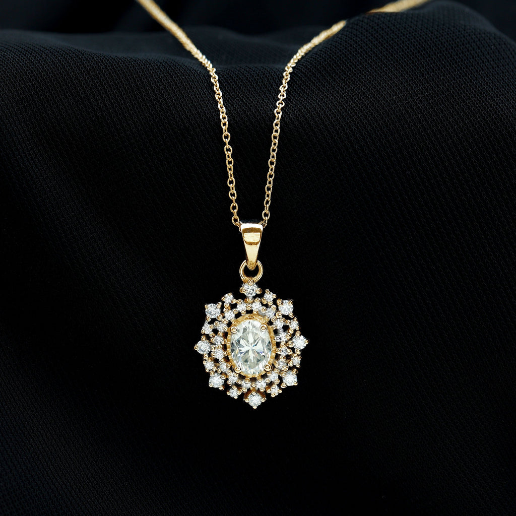 5X7MM Oval Lab Diamond Double Halo Bridal Pendant