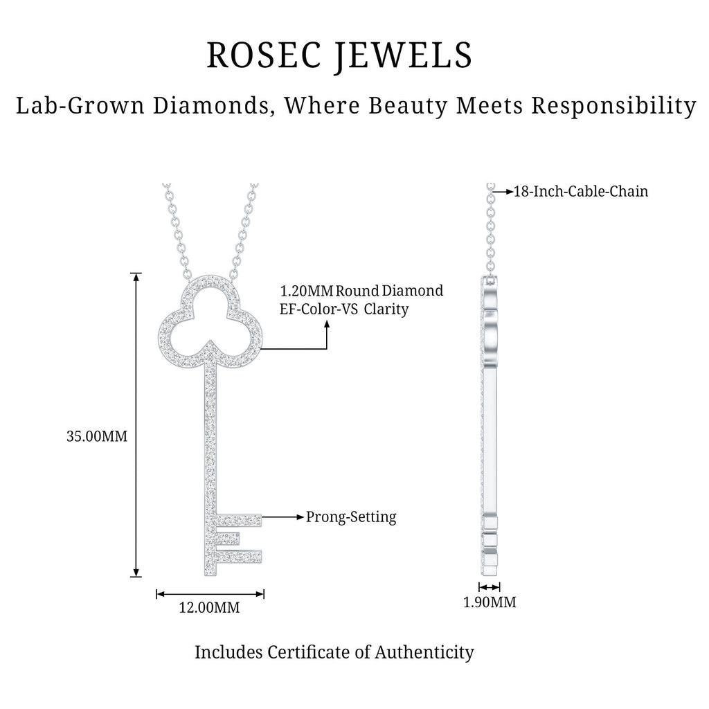 Certified Lab Grown Diamond Key Necklace For Women