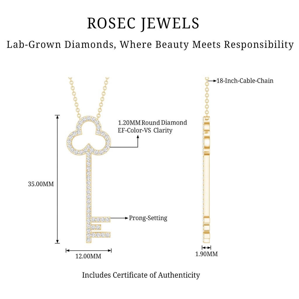 Certified Lab Grown Diamond Key Necklace For Women