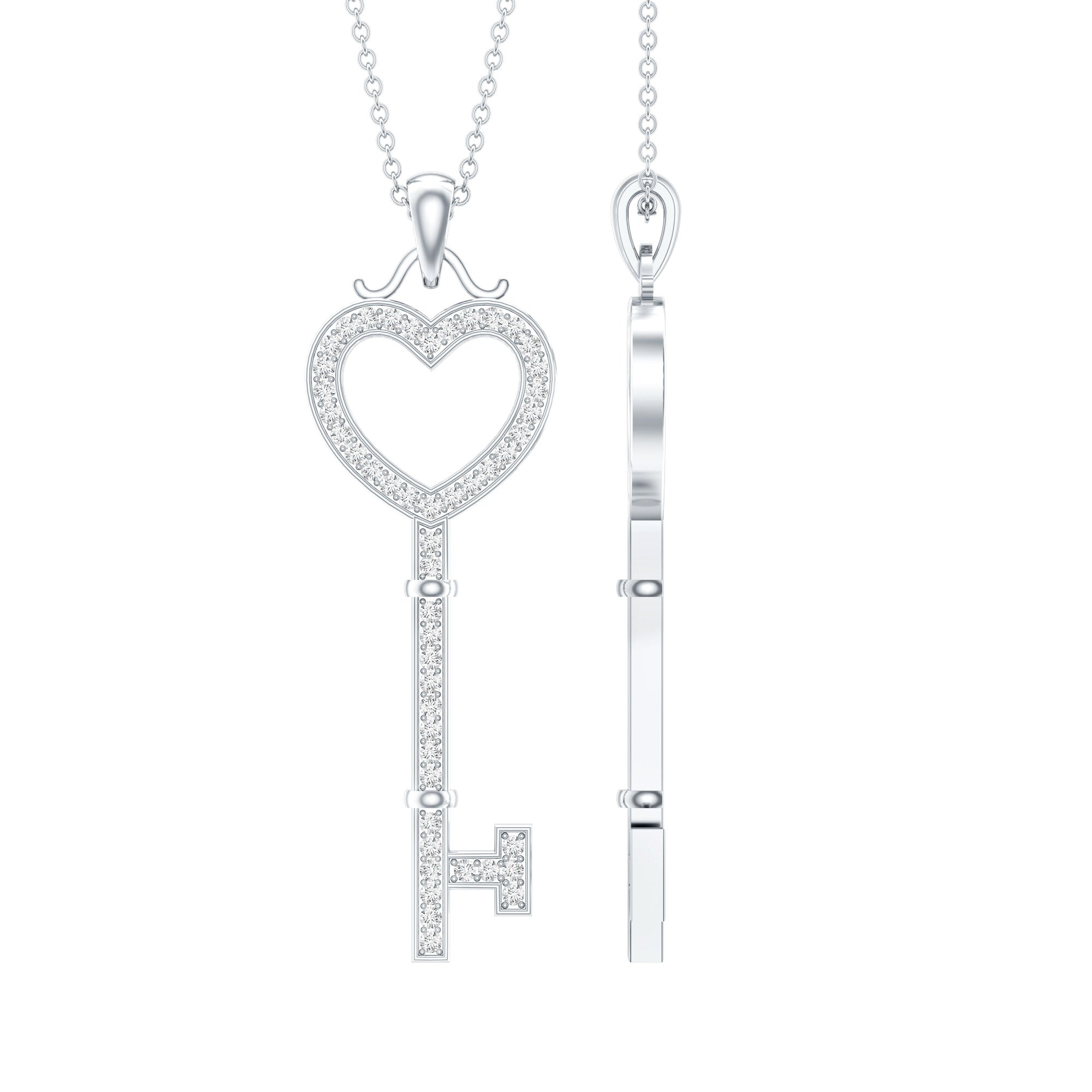 Lab Grown Diamond Key To My Heart Pendant Necklace
