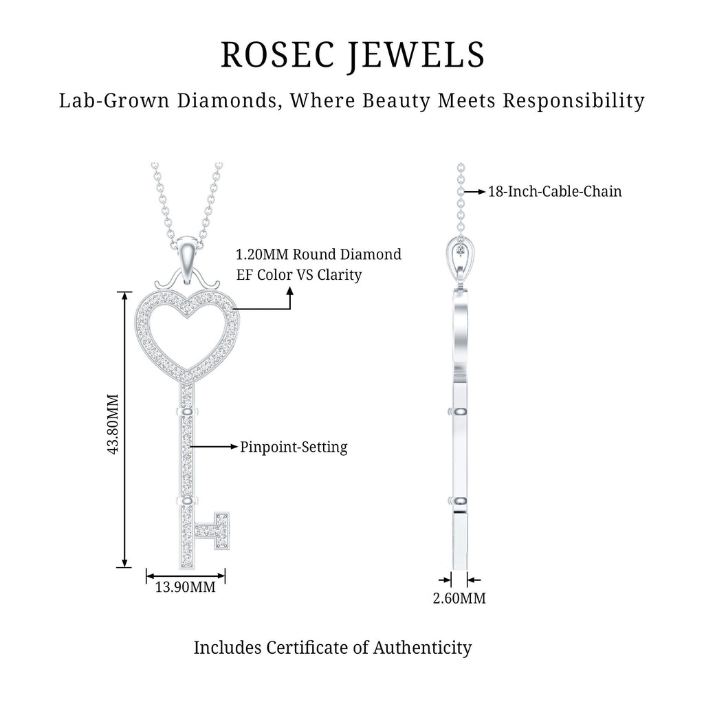 Lab Grown Diamond Key To My Heart Pendant Necklace