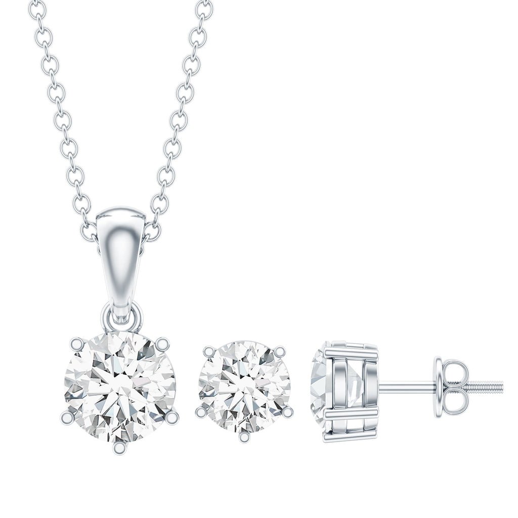 Certified Lab Grown Diamond Solitaire Necklace and Earrings Set