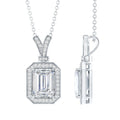 Lab Created Diamond 6X8 MM Emerald Cut Halo Necklace