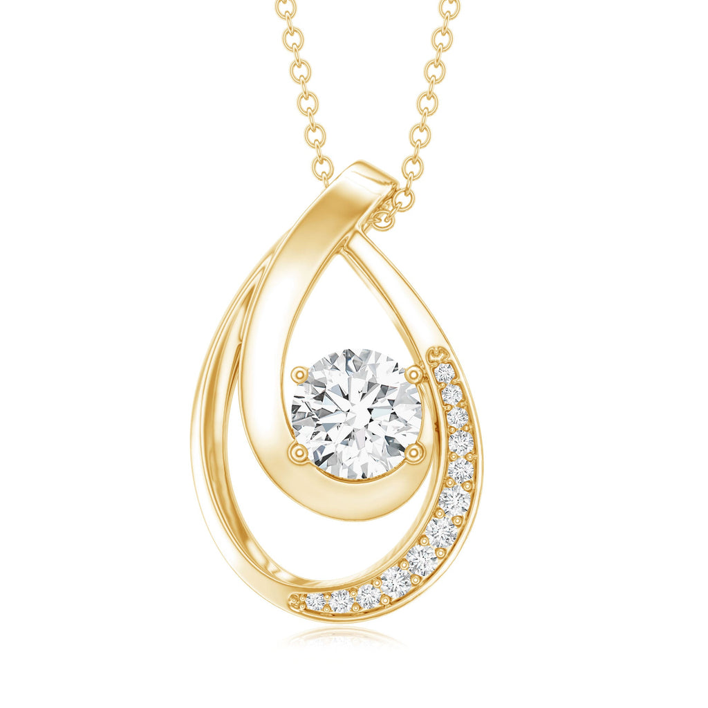 6 MM Round Lab Grown Diamond Teardrop Necklace for Women