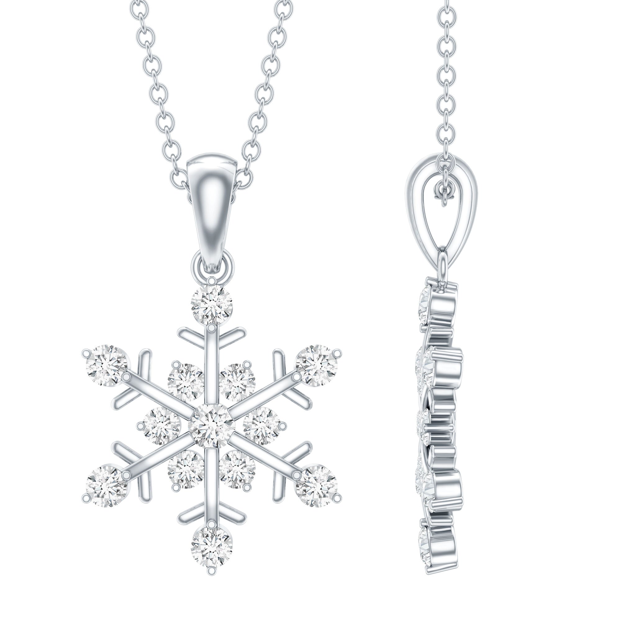 Lab Grown Diamond Christmas Snowflake Necklace