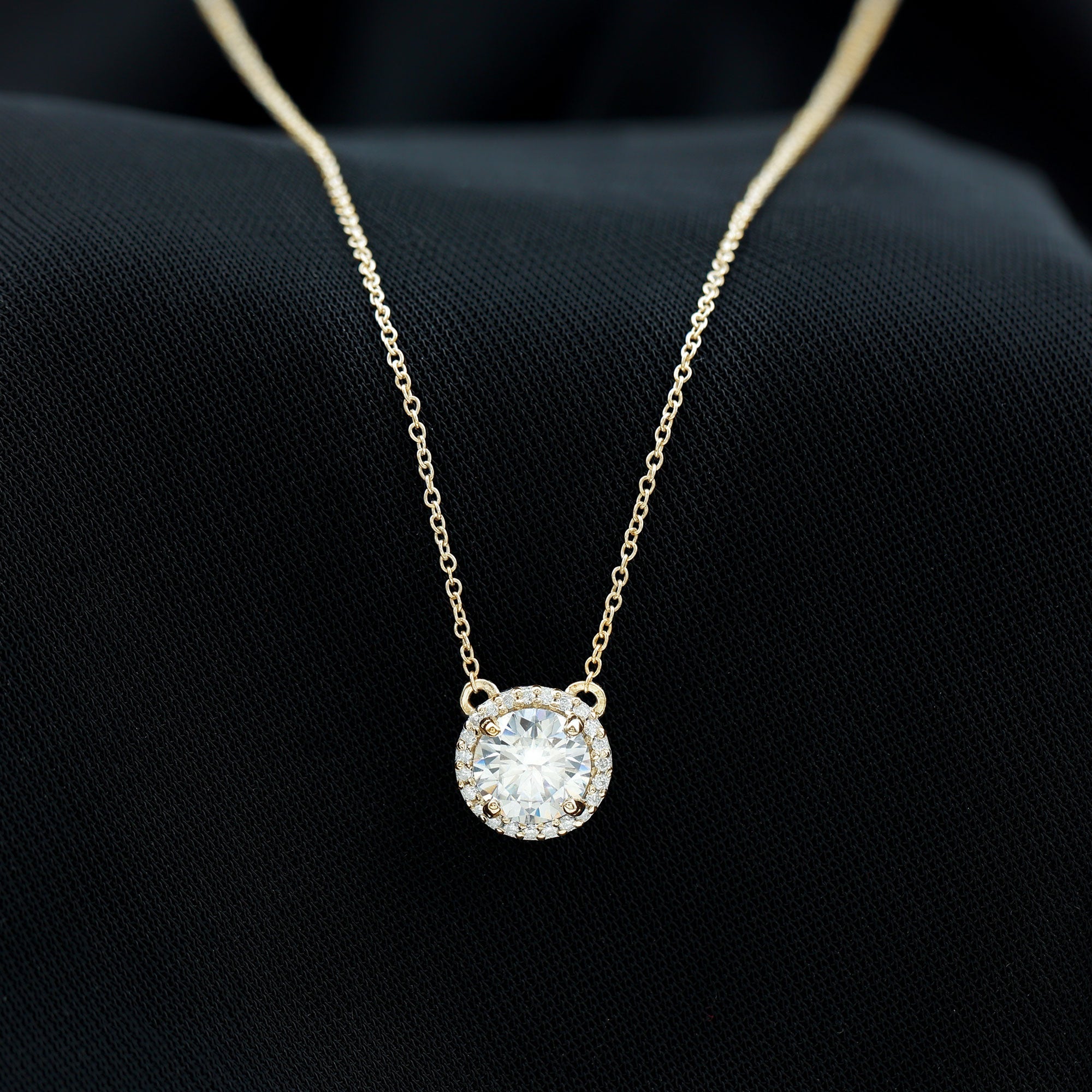 Certified Lab Created Diamond Halo Necklace For Bride