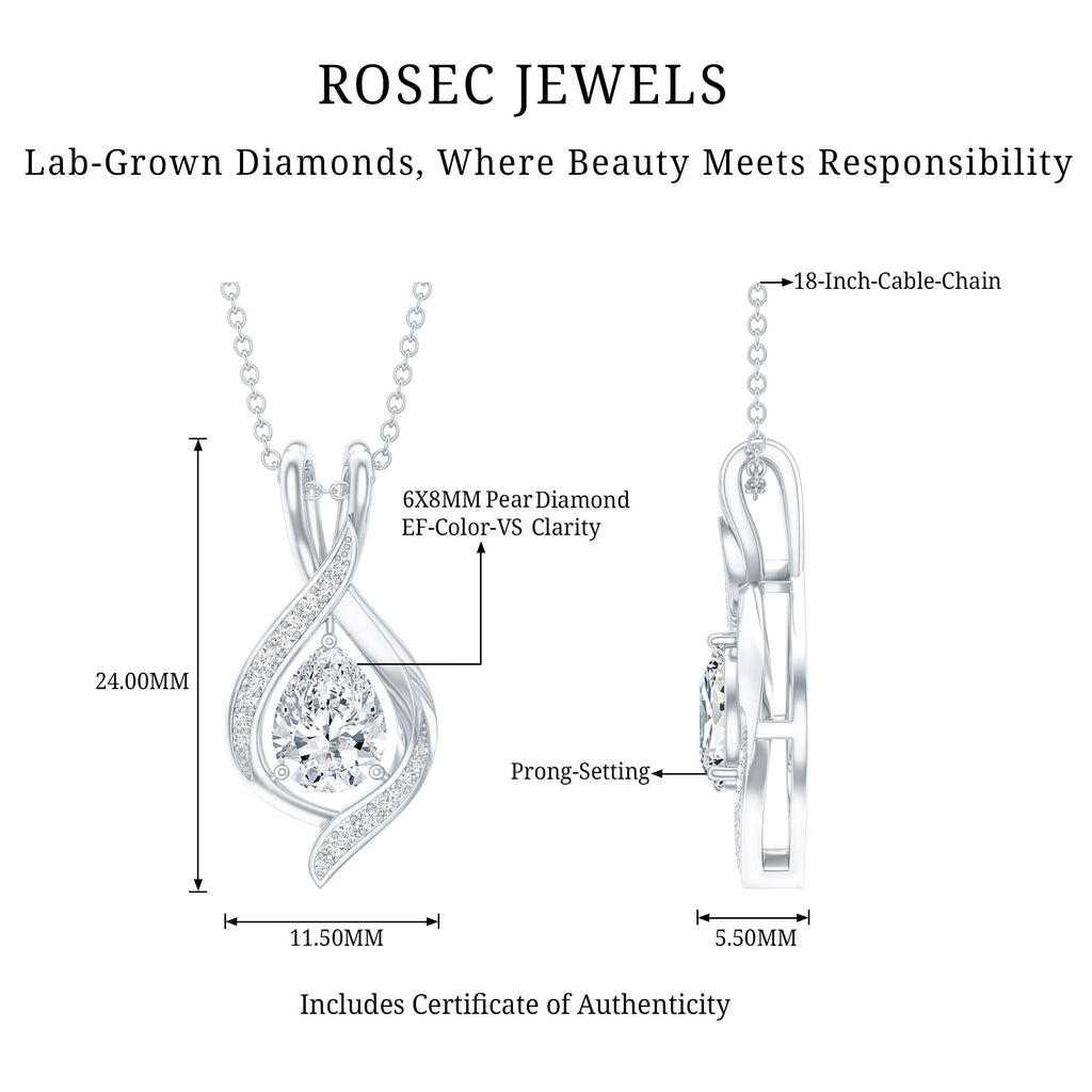 Lab Grown Diamond Teardrop Bridal Wedding Necklace