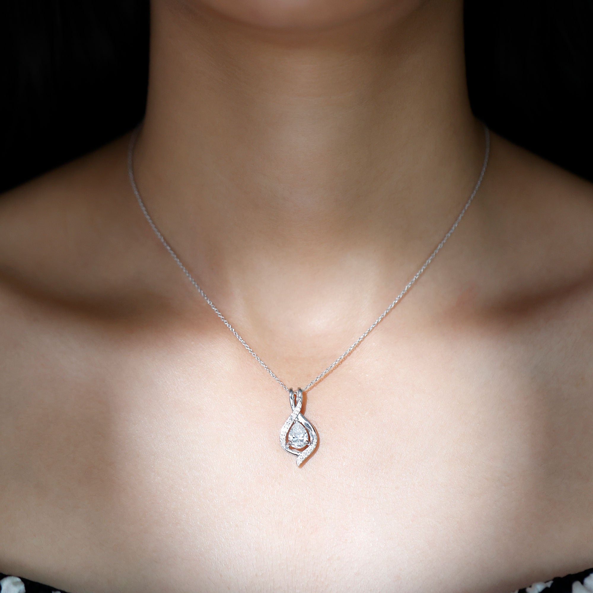 Lab Grown Diamond Teardrop Bridal Wedding Necklace