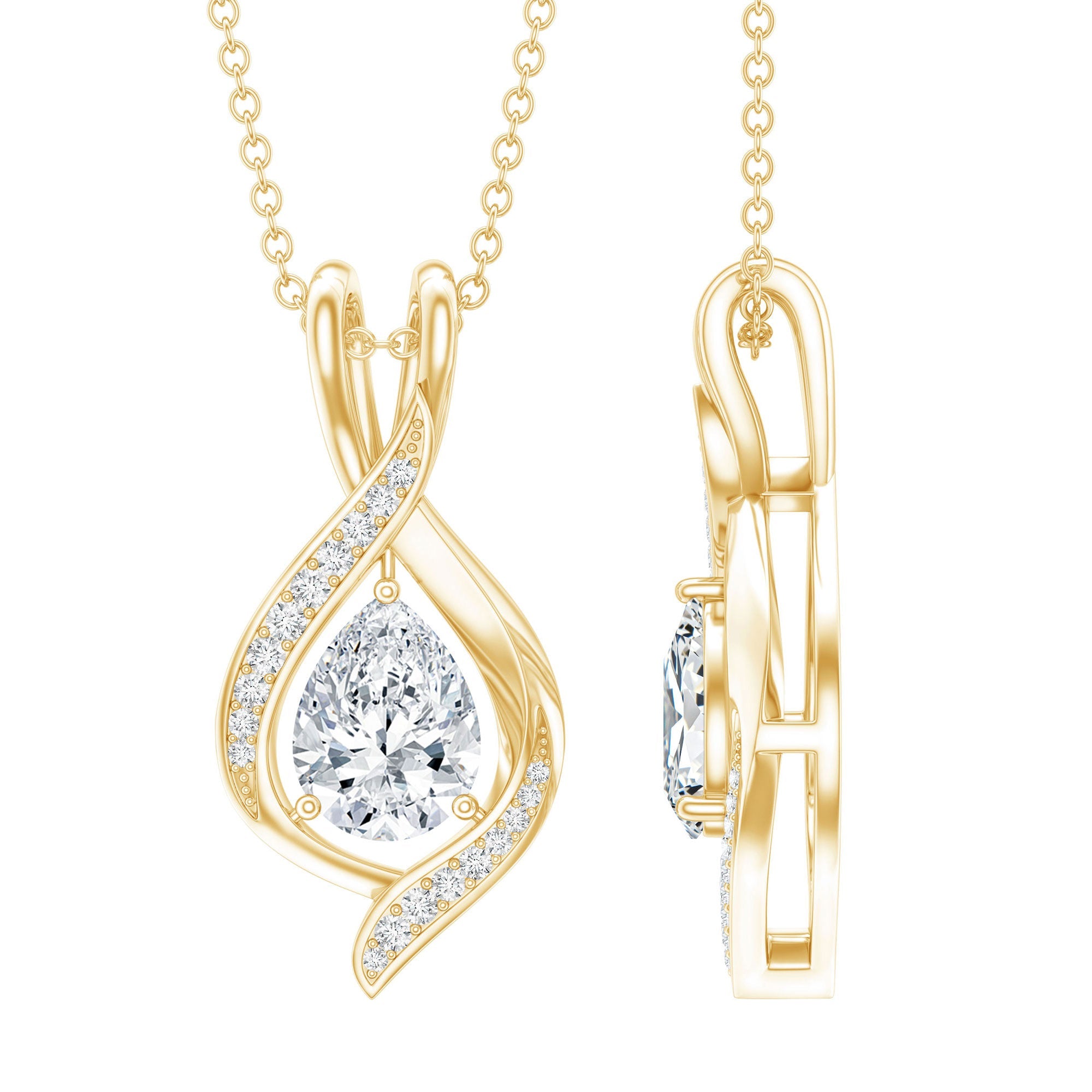 Lab Grown Diamond Teardrop Bridal Wedding Necklace
