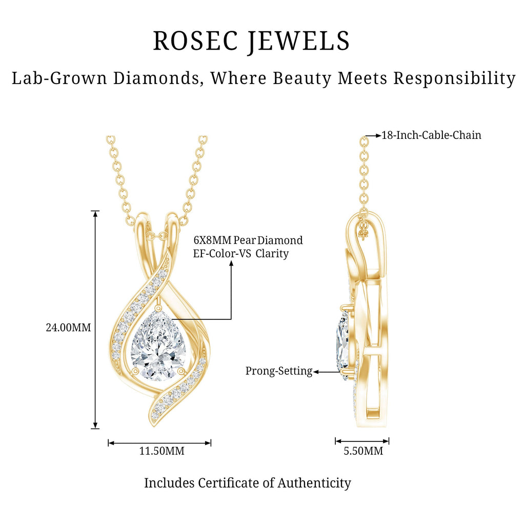 Lab Grown Diamond Teardrop Bridal Wedding Necklace