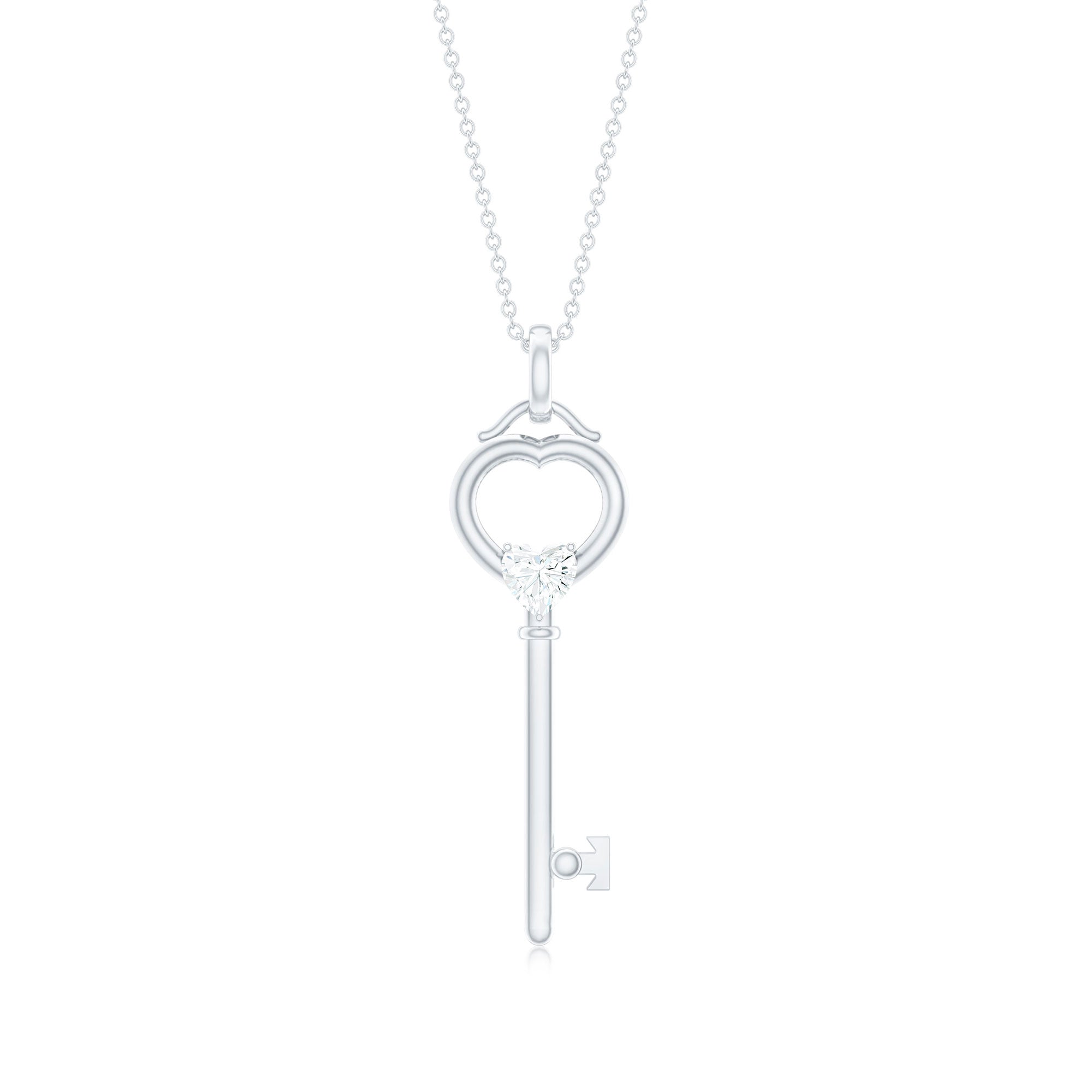 Heart Key Pendant Necklace with Lab Grown Diamond