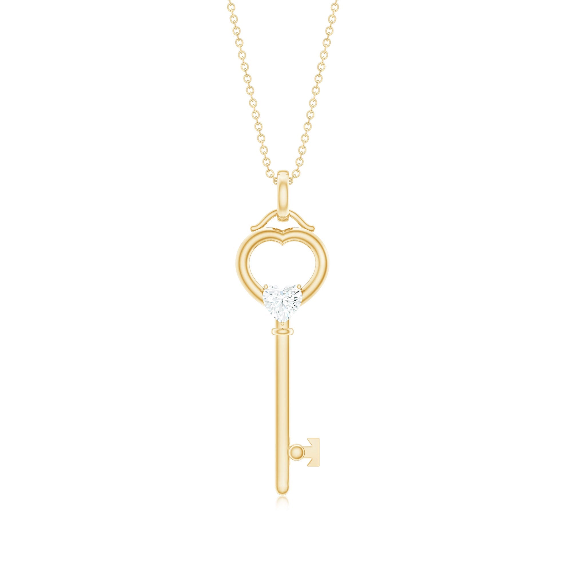 Heart Key Pendant Necklace with Lab Grown Diamond