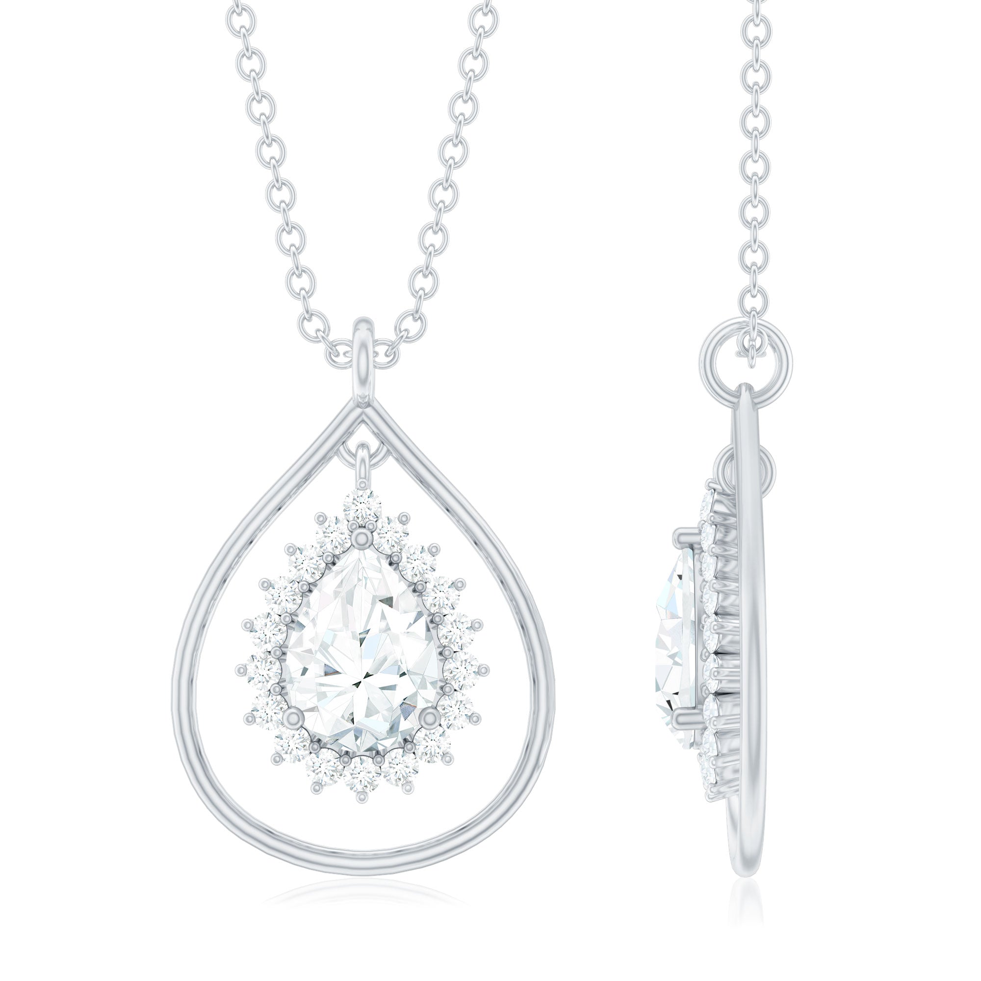 Pear Shape Lab Grown Diamond Teardrop Pendant Necklace