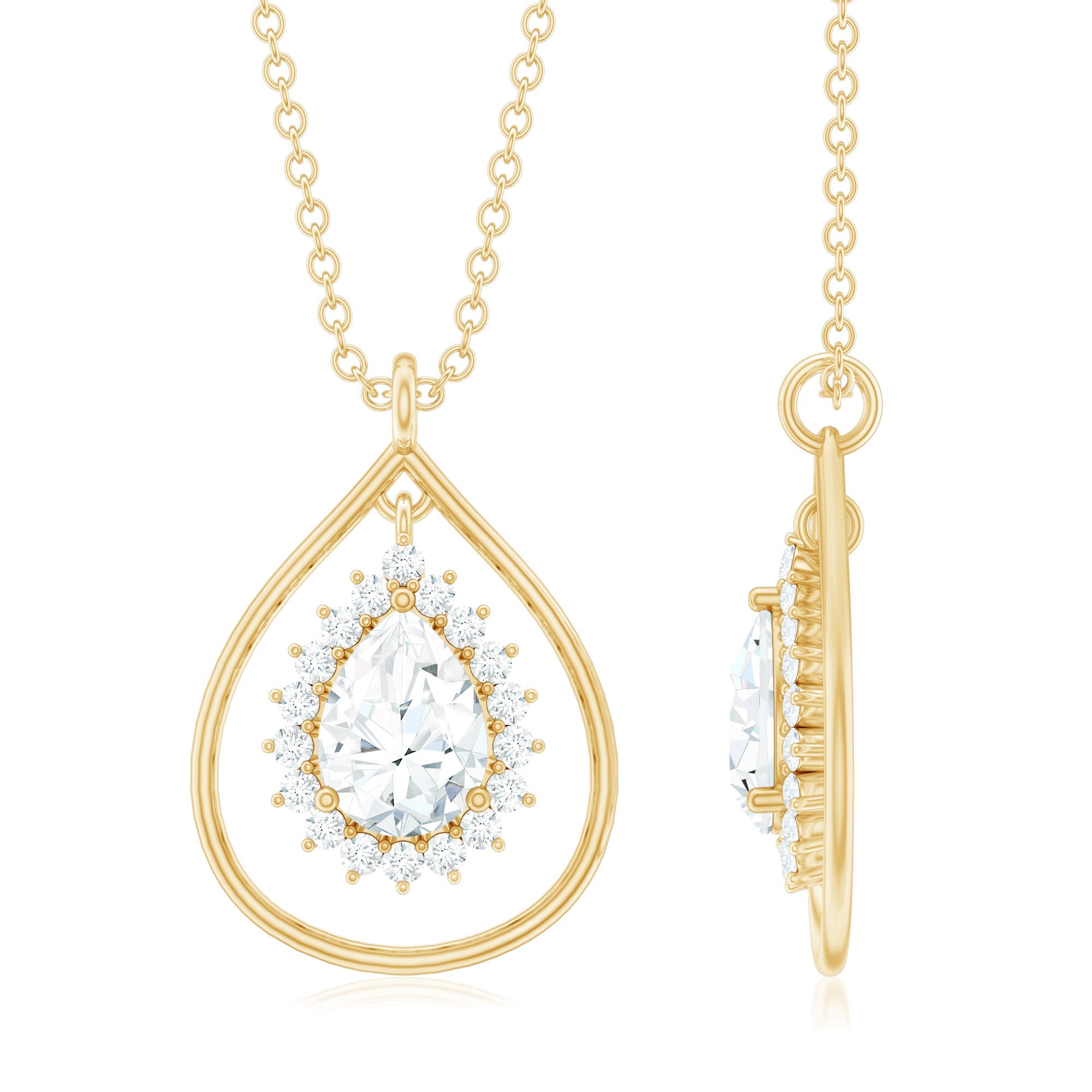 Pear Shape Lab Grown Diamond Teardrop Pendant Necklace