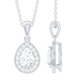 Minimal Lab Grown Diamond Teardrop Halo Pendant