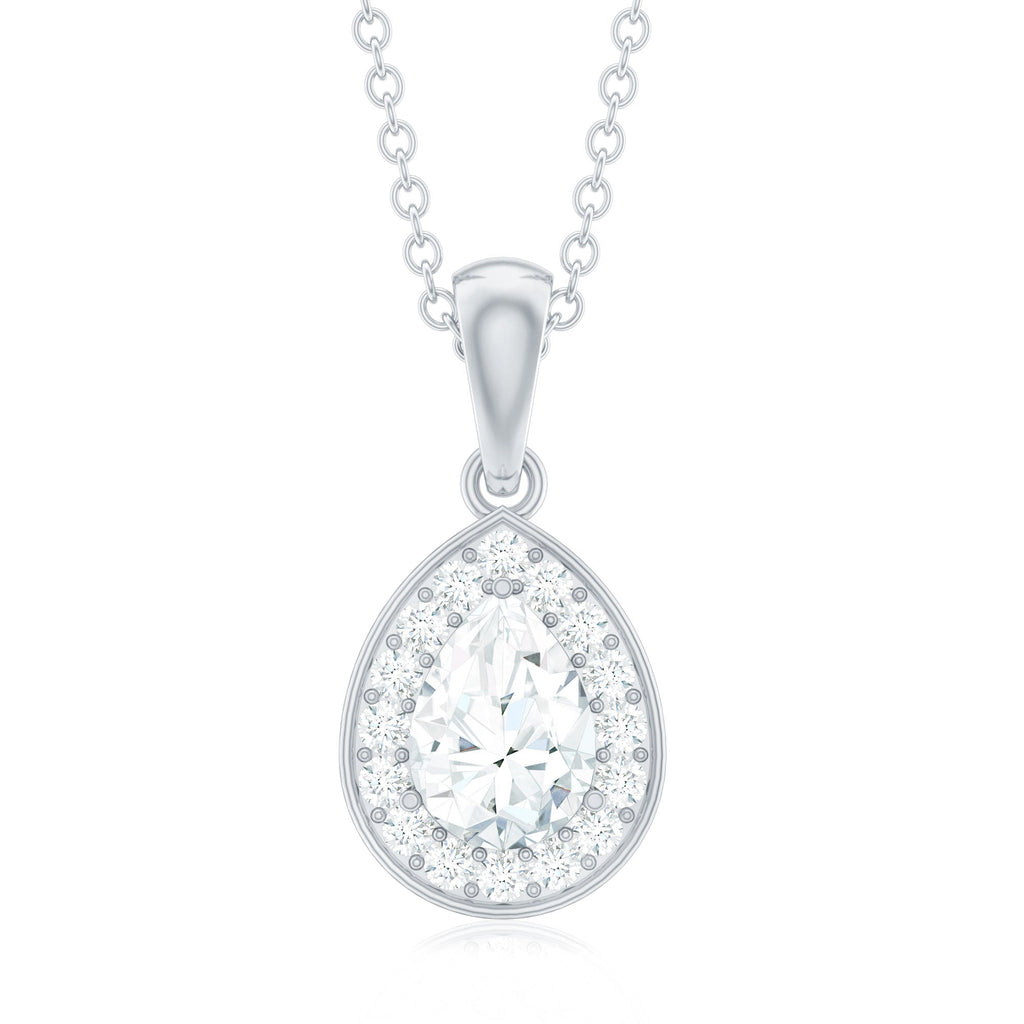 Minimal Lab Grown Diamond Teardrop Halo Pendant