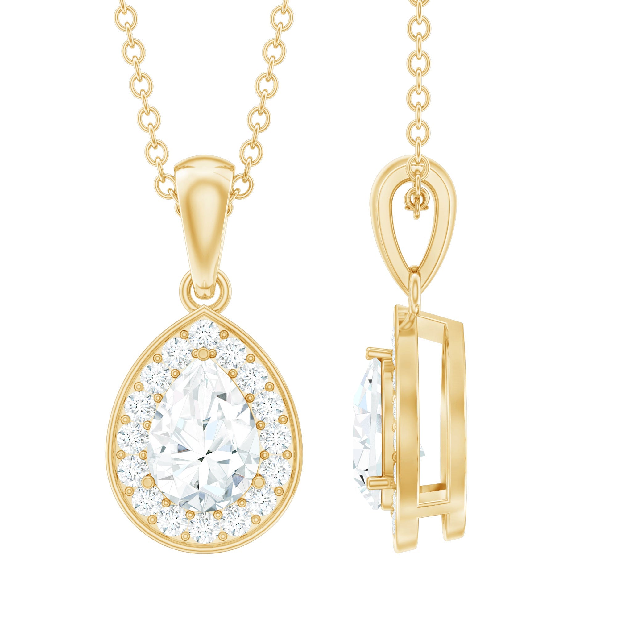 Minimal Lab Grown Diamond Teardrop Halo Pendant