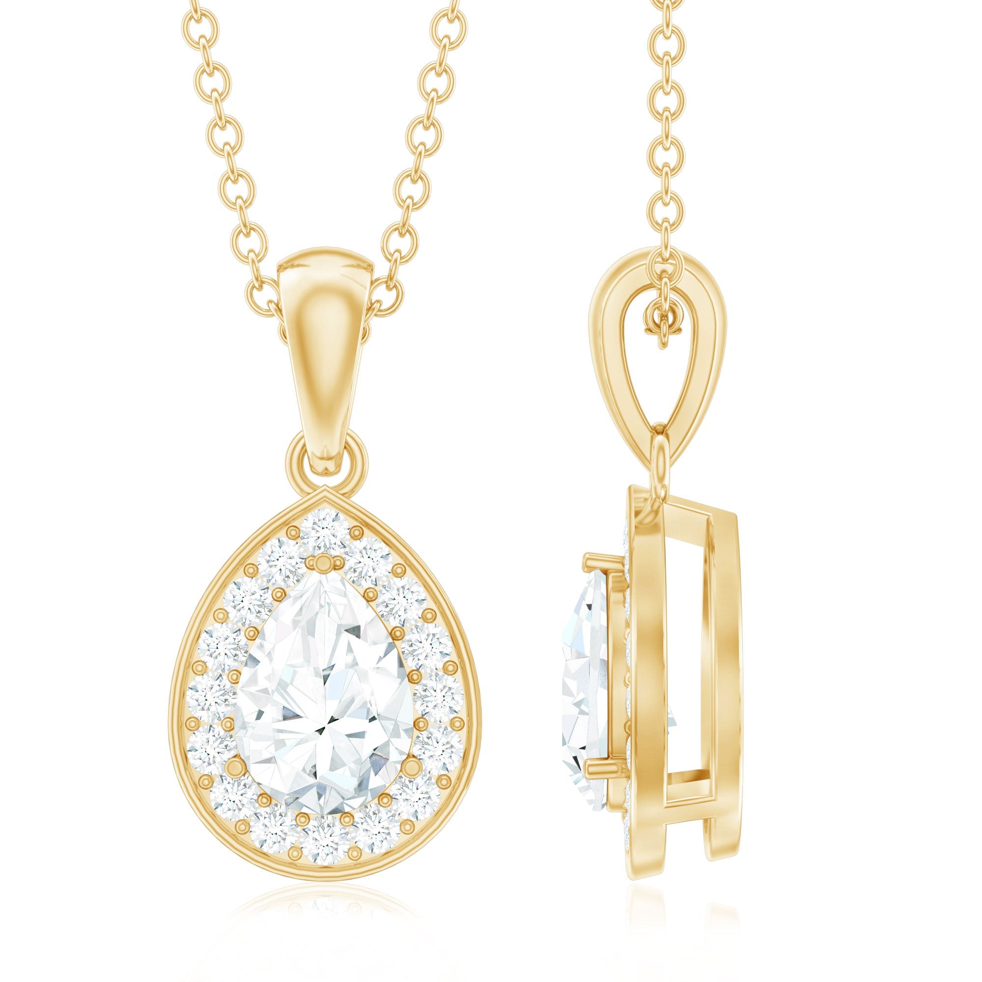 Minimal Lab Grown Diamond Teardrop Halo Pendant