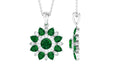 Lab Created Emerald and Diamond Flower Necklace