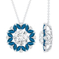 2 Carat Moissanite Statement Necklace with London Blue Topaz Halo