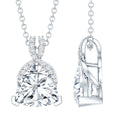 Trilliant Cut 1.6 CT Moissanite Designer Necklace with Silver Chain