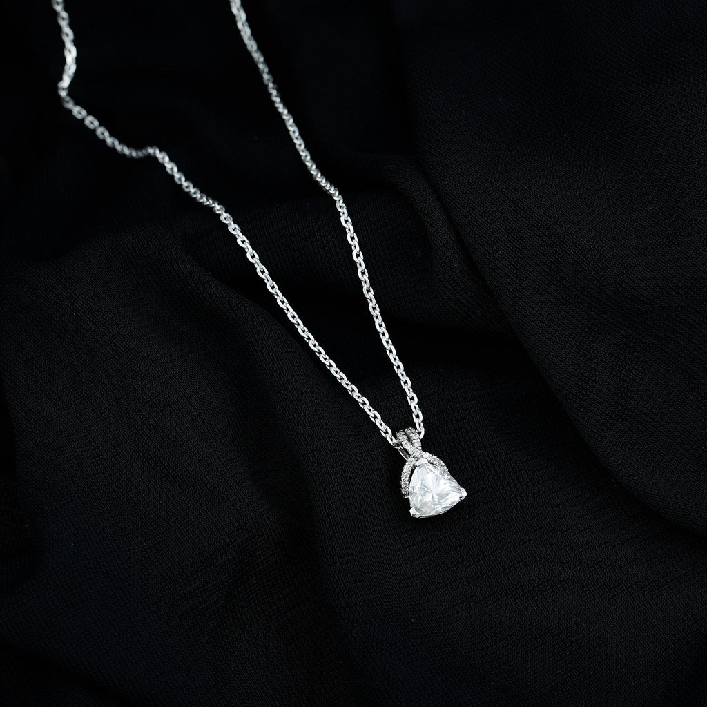 Trilliant Cut 1.6 CT Moissanite Designer Necklace with Silver Chain