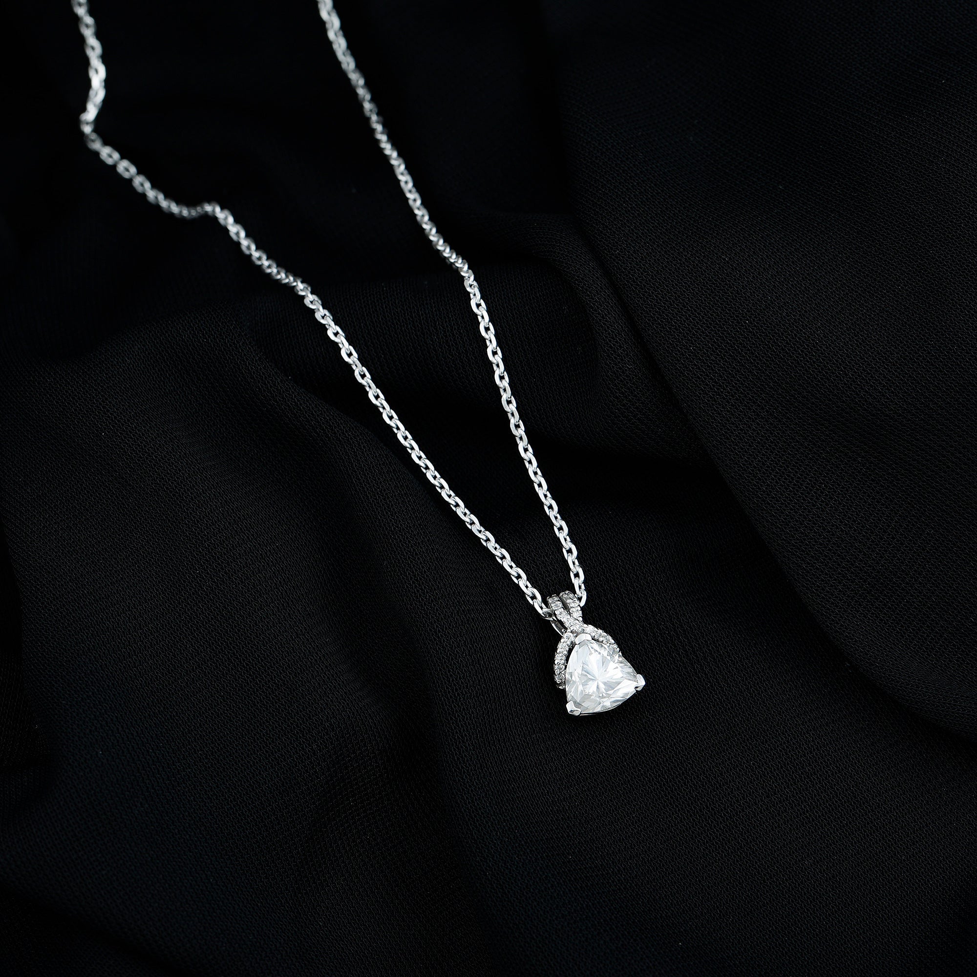 Trilliant Cut 1.6 CT Moissanite Designer Necklace with Silver Chain