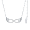 Sterling Silver Pave Set Moissanite Infinity Necklace with Wings