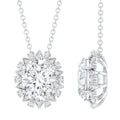 2 Carat Oval Moissanite Cocktail Necklace in 14K White Gold Plated Silver
