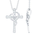 Certified Moissanite Cross Heart Necklace with Silver Chain