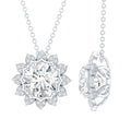 Certified 2 Carat Moissanite Sunflower Pendant Necklace with Silver Chain