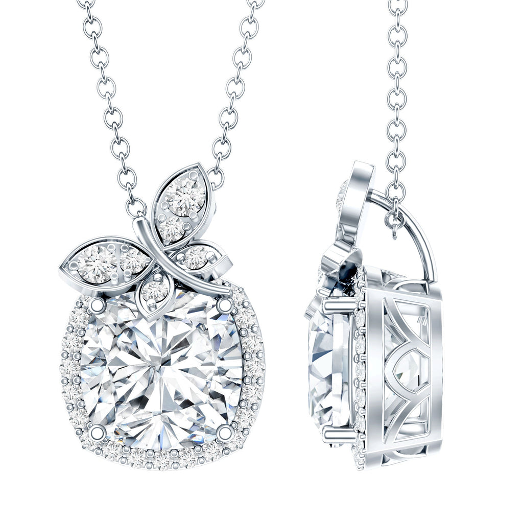 Certified 3 Carat Moissanite Designer Necklace with Silver Chain