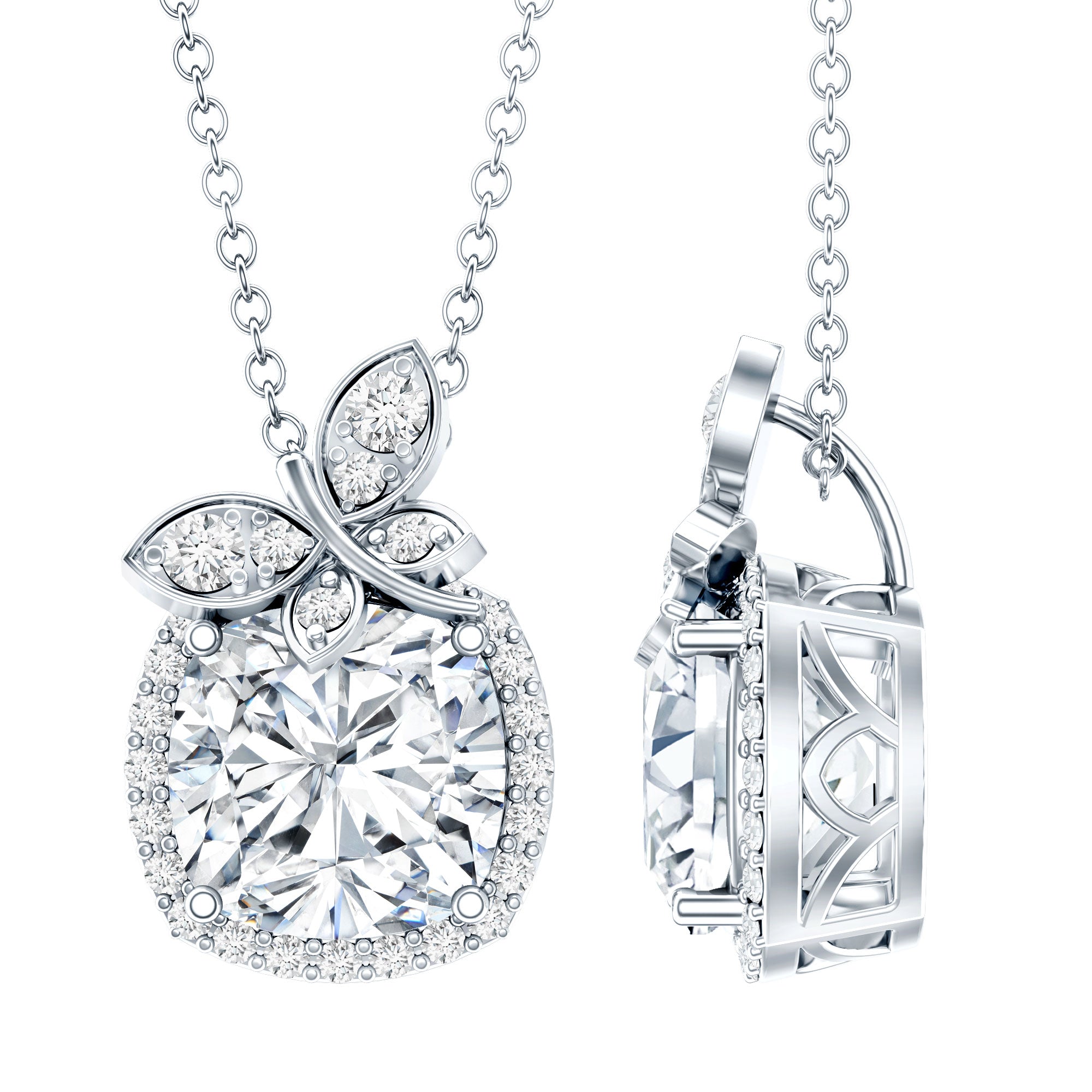 Certified 3 Carat Moissanite Designer Necklace with Silver Chain