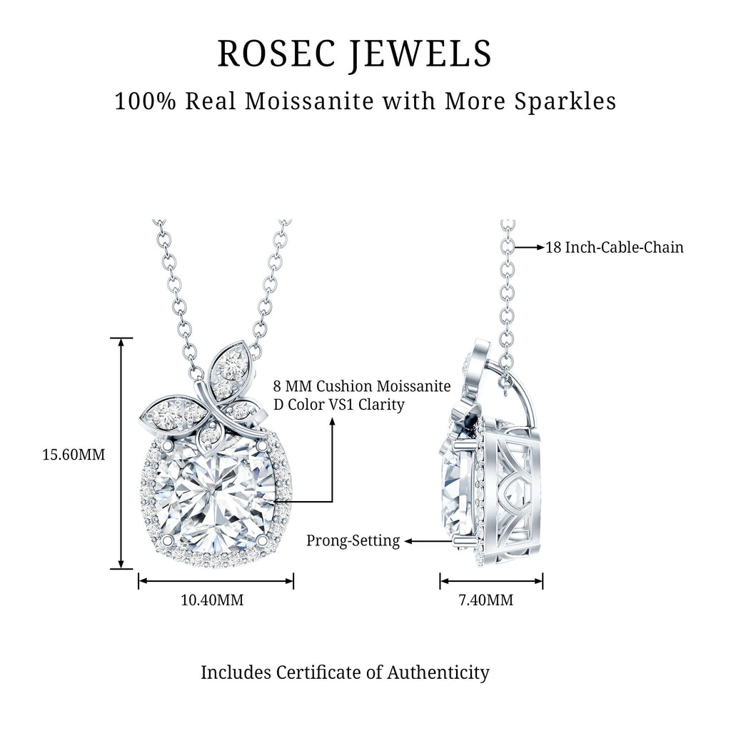 Certified 3 Carat Moissanite Designer Necklace with Silver Chain