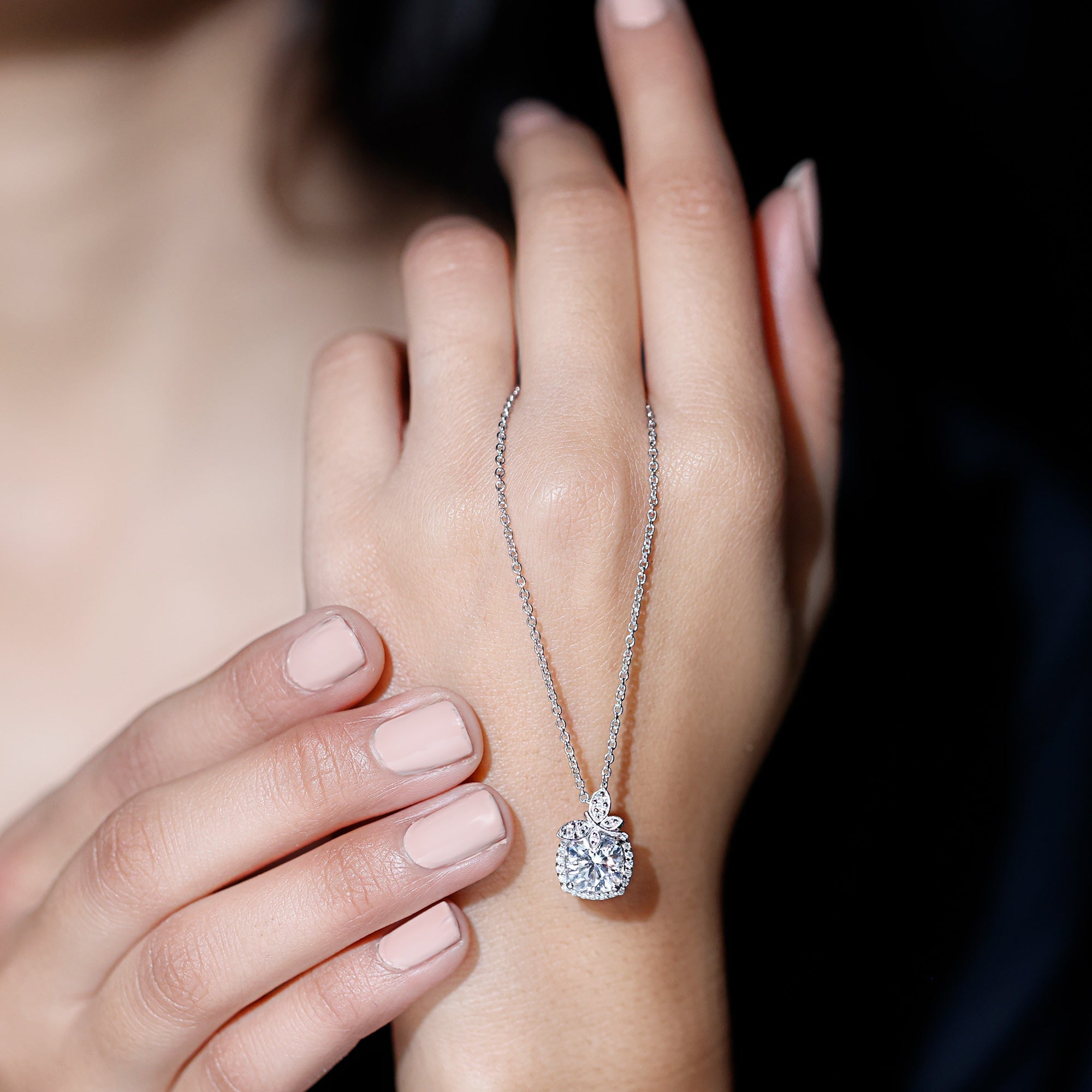 Certified 3 Carat Moissanite Designer Necklace with Silver Chain