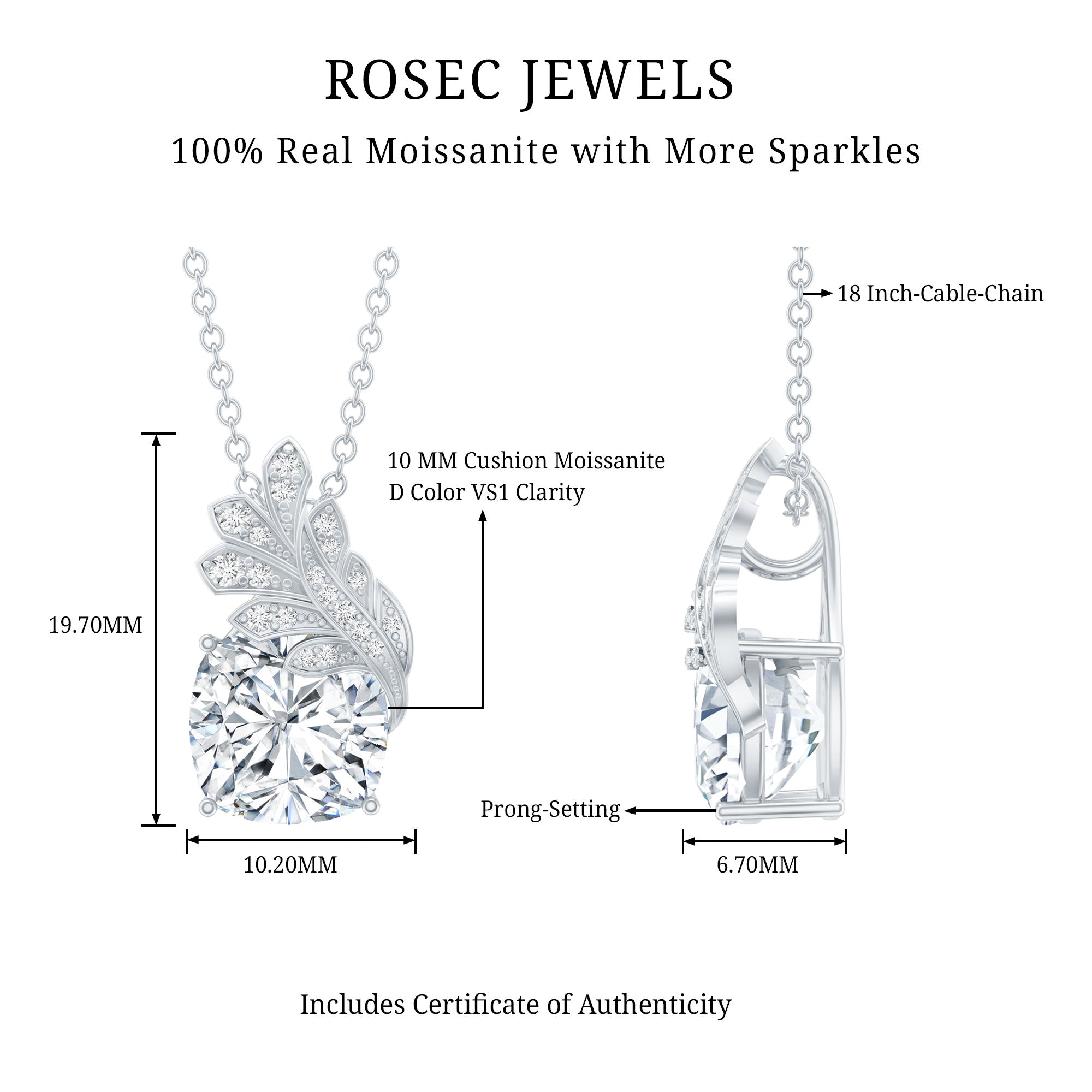 Nature Inspired 5.6 Carat Moissanite Designer Necklace for Wedding