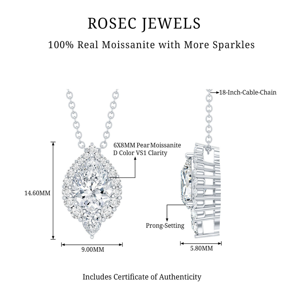 Certified 1.3 Carat Moissanite Teardrop Necklace for Wedding