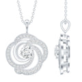 Moissanite Floral Pendant Necklace with Silver Chain