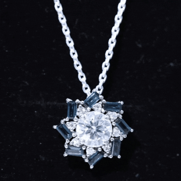 Certified 2 Carat Moissanite Statement Necklace with London Blue Topaz