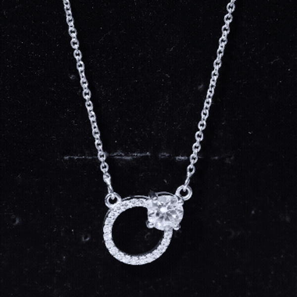 Certified 6 MM Round Moissanite Circle Necklace in Silver