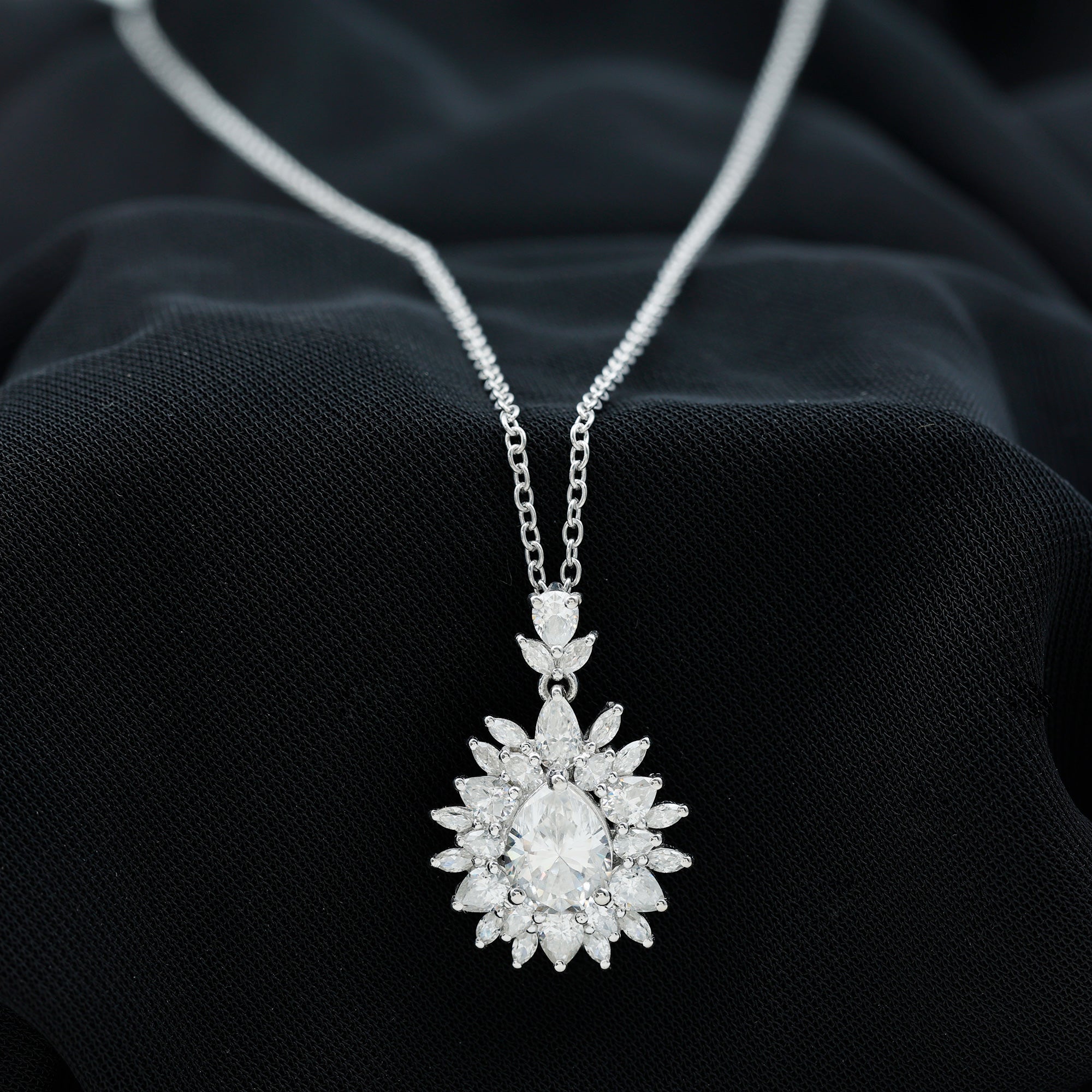 Moissanite Designer Pendant Necklace With Silver Chain