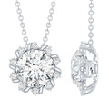 Certified 2 Carat Round Moissanite Sunburst Necklace With Silver Chain