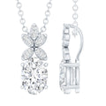 Certified 0.9 Carat Oval Shaped Moissanite Flower Pendant Necklace