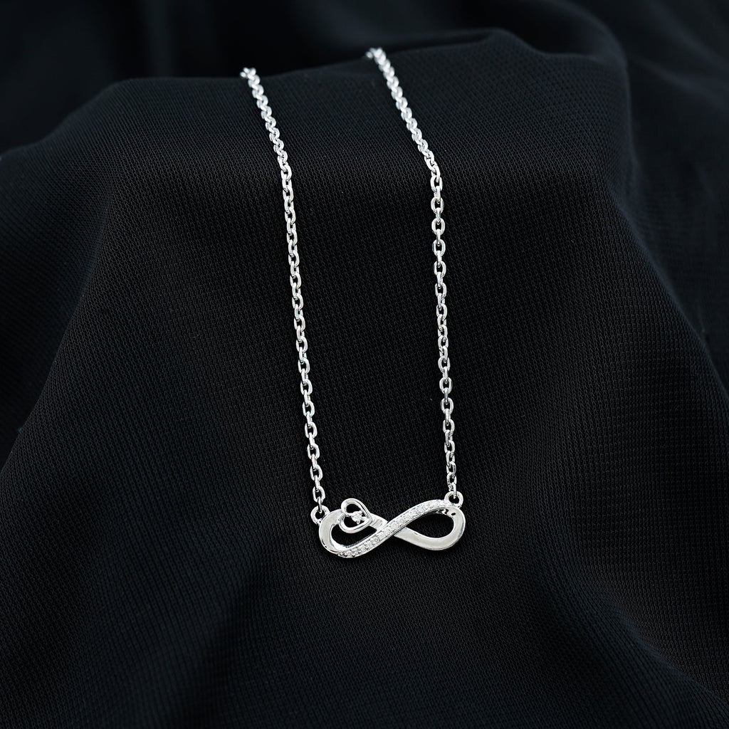 Minimalist Moissanite Infinity Heart Necklace in 14K Gold Plated Silver