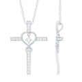Certified Moissanite Catholic Cross Heart Necklace